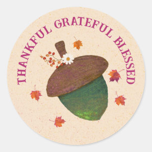 Thanksgiving dankbaar Grateful Blessed Ronde Sticker