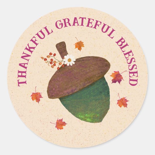 Thanksgiving dankbaar Grateful Blessed Ronde Sticker (Voorkant)