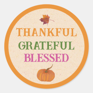 Thanksgiving dankbaar Grateful Blessed Ronde Sticker