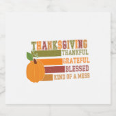 Thanksgiving dankbaar Grateful Blessed Sparkling Wijnetiket (Enkel label)