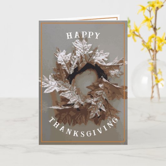 Thanksgiving Dankbaar Herfst Herfst Blad Krans Kaart (Gele Bloem)