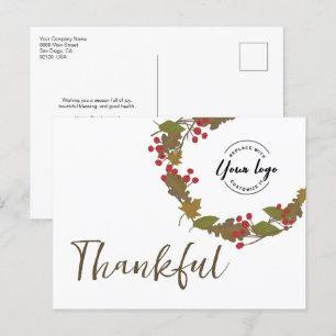 Thanksgiving Dankbaar Herfst Krans Business logo Briefkaart