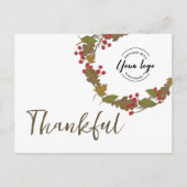 Thanksgiving Dankbaar Herfst Krans Business logo Briefkaart (Voorkant)