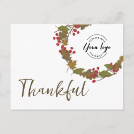 Thanksgiving Dankbaar Herfst Krans Business logo Briefkaart
