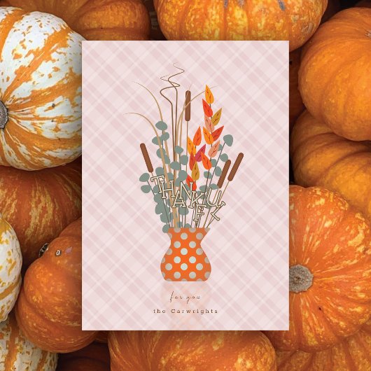 Thanksgiving "Dankbaar" Herfst Leaf Arrangement Feestdagenkaart
