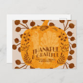 Thanksgiving Dankbaar Kalkoen Pompoen Groene bepla Briefkaart (Voorkant / Achterkant)