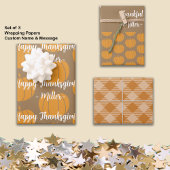 Thanksgiving Dankbaar Plaids Aangepaste Naam Inpakpapier Vel