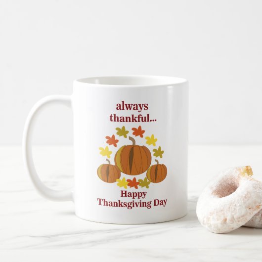 Thanksgiving Dankbaar Pompoen Herfst Thanksgiving Koffiemok (Met donut)