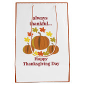 Thanksgiving Dankbaar Pompoen Herfst Thanksgiving Medium Cadeauzakje (Achterkant)