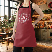 Thanksgiving Dankbaar Script Oogst Burgundy Schort
