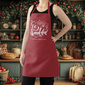 Thanksgiving Dankbaar Script Oogst Burgundy Schort