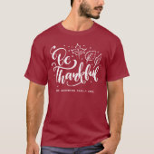 Thanksgiving Dankbaar Script Oogst Burgundy T-shirt (Voorkant)
