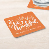 Thanksgiving Dankbaar Script Oogst Oranje Kartonnen Onderzetters (Schuin)