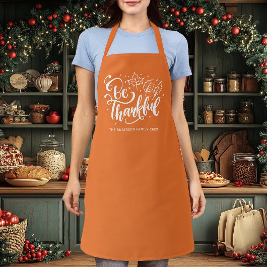 Thanksgiving Dankbaar Script Oogst Oranje Schort
