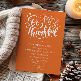 Thanksgiving Dankbaar Script Oranje Diner Kaart