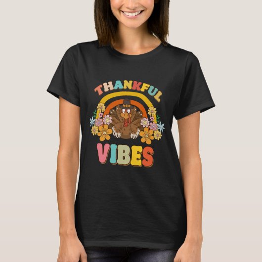Thanksgiving Dankbaar Vibes Grappig Familie Cadeau T-shirt (Voorkant)