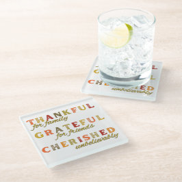 Thanksgiving dankbaar voor familie en vrienden glazen onderzetter