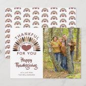 Thanksgiving DANKBAAR VOOR JE Brush Script Heart Feestdagenkaart (Voorkant / Achterkant)