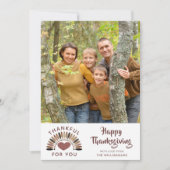 Thanksgiving DANKBAAR VOOR JE Hartfoto Feestdagenkaart (Voorkant)