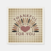 Thanksgiving DANKBAAR VOOR U Rustieke Gingham Servet (Voorkant)