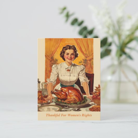  Thanksgiving dankbaar voor vrouwenrechten Feestdagenkaart (Staand voorkant)