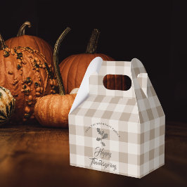 Thanksgiving Dankbaarheid Familienaam Taupe Plaid Bedankdoosjes