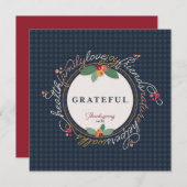 Thanksgiving Dankbaarheid Krans Inspirerend Custom Feestdagenkaart (Voorkant / Achterkant)