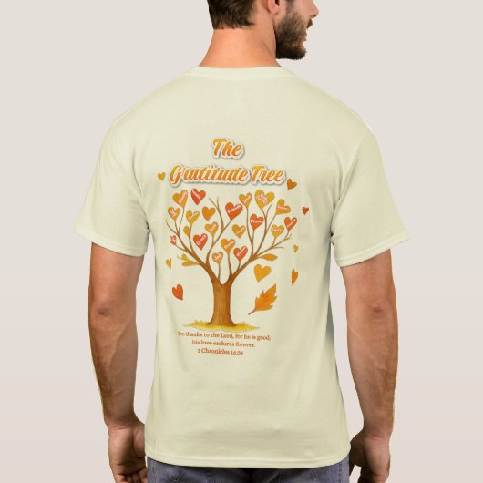 Thanksgiving Dankbaarheid Tree Basic-Shirt T-shirt (Achterkant)