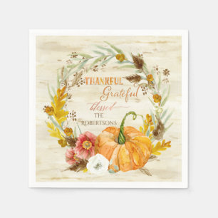 Thanksgiving dankbare goddeloze familienaam servetten