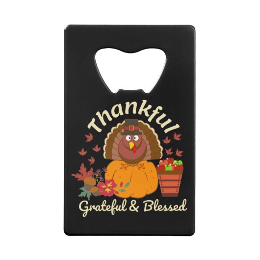 Thanksgiving dankbare grateful & Blessed Creditkaart Flessenopener (Voorkant)