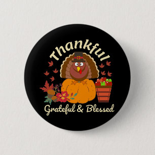 Thanksgiving dankbare grateful & Blessed Ronde Button 5,7 Cm