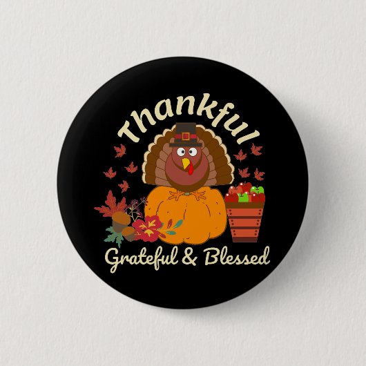 Thanksgiving dankbare grateful & Blessed Ronde Button 5,7 Cm (Voorkant)