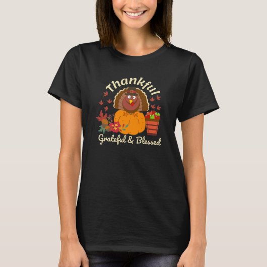 Thanksgiving dankbare grateful & Blessed T-shirt (Voorkant)