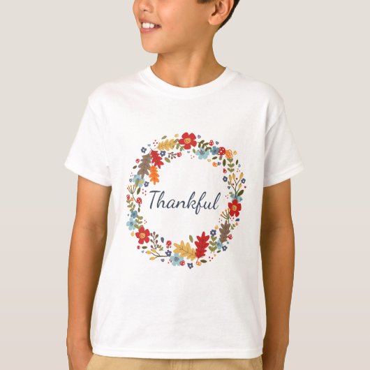 Thanksgiving Dankbare Herfst krans Kinder vakantie T-shirt (Voorkant)