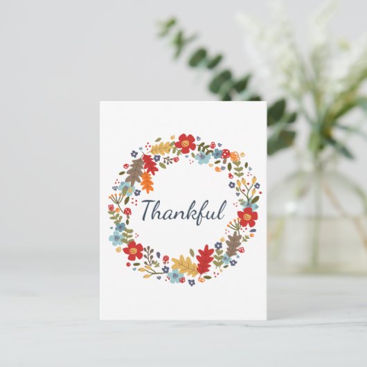 Thanksgiving Dankbare Herfst krans vakantie groet Briefkaart (Staand voorkant)