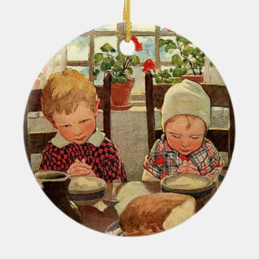 Thanksgiving, dankbare kinderen Keramisch Ornament (Achterkant)
