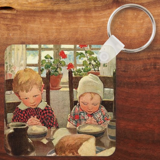  Thanksgiving, dankbare kinderen Sleutelhanger (Achterkant)