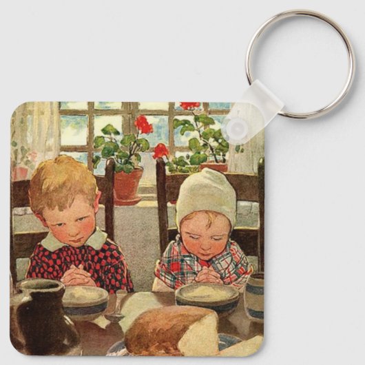  Thanksgiving, dankbare kinderen Sleutelhanger (Achterkant)