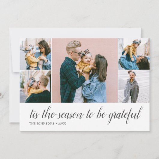 Thanksgiving dankbare script foto collage feestdagenkaart (Voorkant)