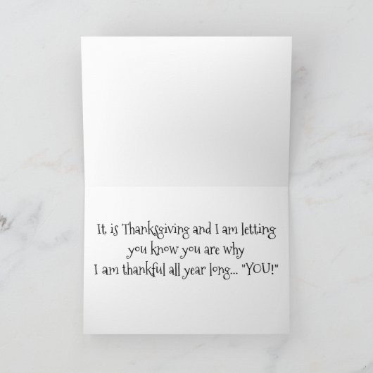 THANKSGIVING-DANKFUL VOOR U ALLE JAARLIJKS VAN U FEESTDAGEN KAART (Binnen)