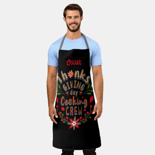 Thanksgiving Day Cooking Crew. Gepersonaliseerde n Schort (Gedragen)