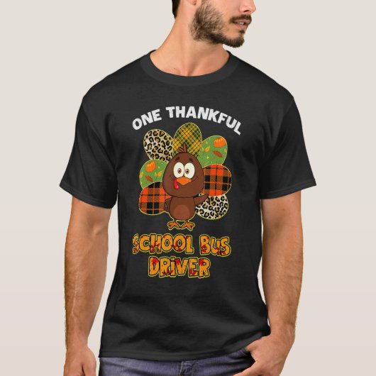 Thanksgiving Day One Thankful School Bus Driver Cu T-shirt (Voorkant)