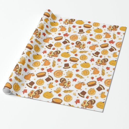 Thanksgiving Day Patroon Cadeaupapier (Uitgerold)