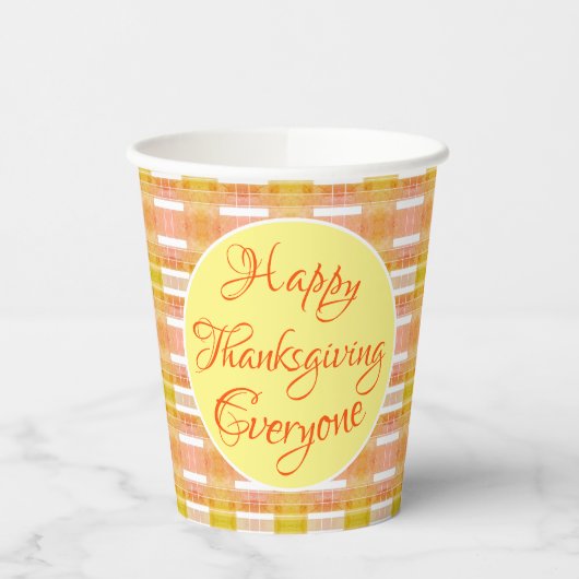 Thanksgiving Day Plaid Papieren Bekers (Links)