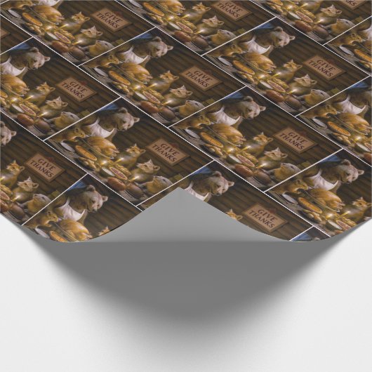 Thanksgiving Day Turkey Dinner With Wildlife Cadeaupapier (Hoek)