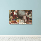 Thanksgiving DayPilgrim-inwendige scène Canvas Afdruk (Insitu (Houten vloer))