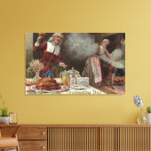 Thanksgiving DayPilgrim-inwendige scène Canvas Afdruk (Insitu (Woonkamer))