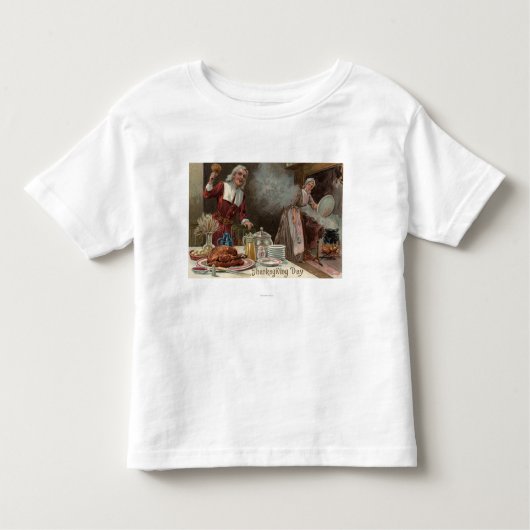 Thanksgiving DayPilgrim-inwendige scène Kinder Shirts (Voorkant)