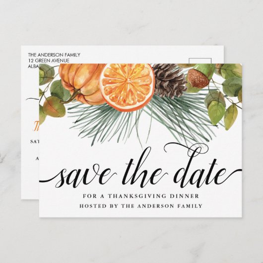 Thanksgiving De datum opslaan Briefkaart (Voorkant / Achterkant)