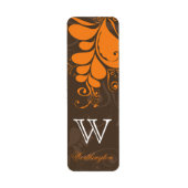 Thanksgiving Deco Bladeren En Krullen Monogram Fee Etiket (Voorkant)